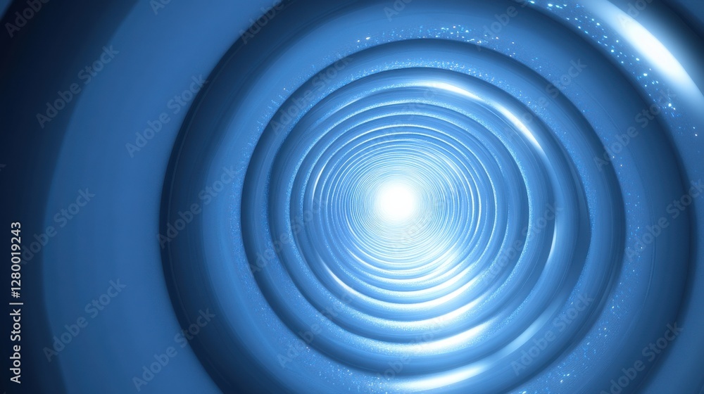 Fototapeta premium Abstract Blue Circular Tunnel with Light Glow and Spiral Effect
