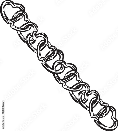HEART LOVE CHAIN BLACK AND WHITE PRINT