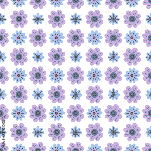 Hand drawn flowers. Seamless vector pattern for fabric, background