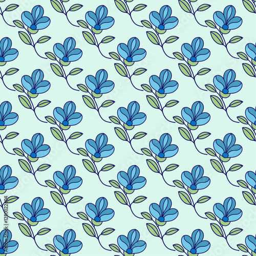 Hand drawn flowers. Seamless vector pattern for fabric, background