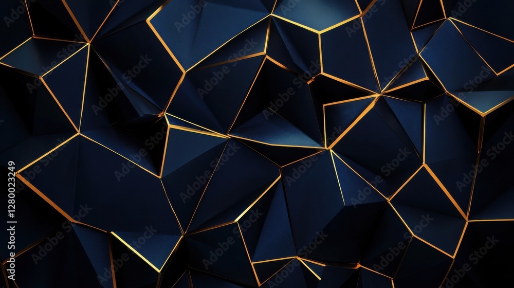 Dark Geometric Background with Golden Edges for Design Projects Dark Geometric Background with Golden Edges for Design Projects