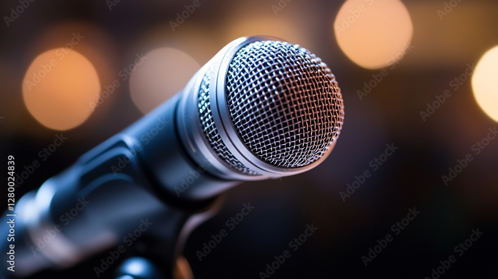 Illuminated microphone capturing a special audio recording moment Illuminated microphone capturing a special audio recording moment