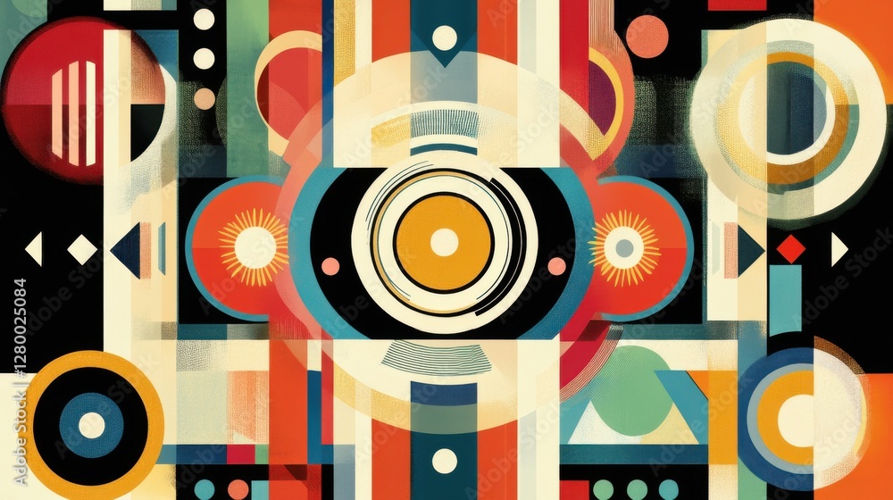 Vibrant Geometric Abstract Art with Bold Colors and Patterns Vibrant Geometric Abstract Art with Bold Colors and Patterns