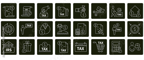 tax icons set. Set of editable stroke icons.Set of tax