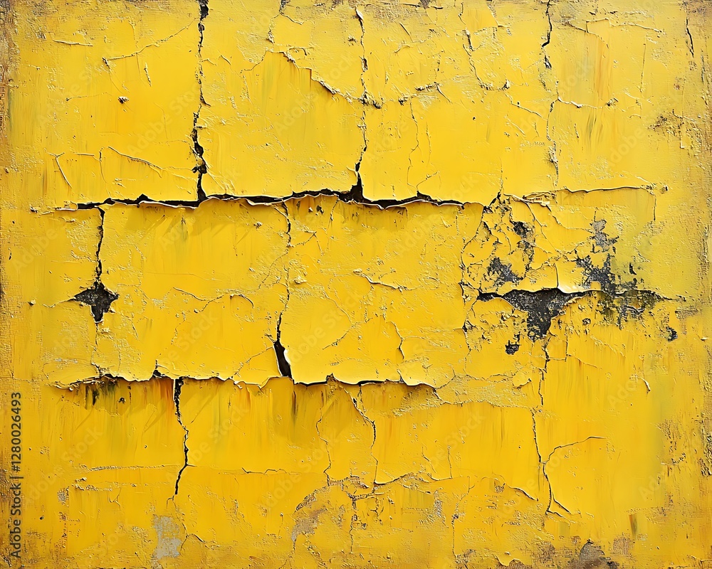 Obraz premium Cracked yellow paint texture