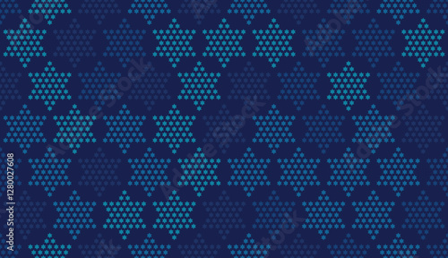 Star of David seamless blue vector background. Stylish vector repeating pattern with a Six-pointed star.
