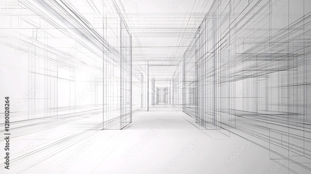 Fototapeta premium Ultra-thin wireframe structures, digital elegance, abstract futuristic minimal design