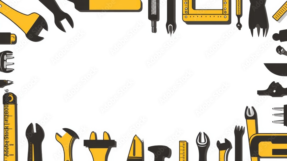 Tools and Equipment Border Design for Creative Projects and Crafts Tools and Equipment Border Design for Creative Projects and Crafts