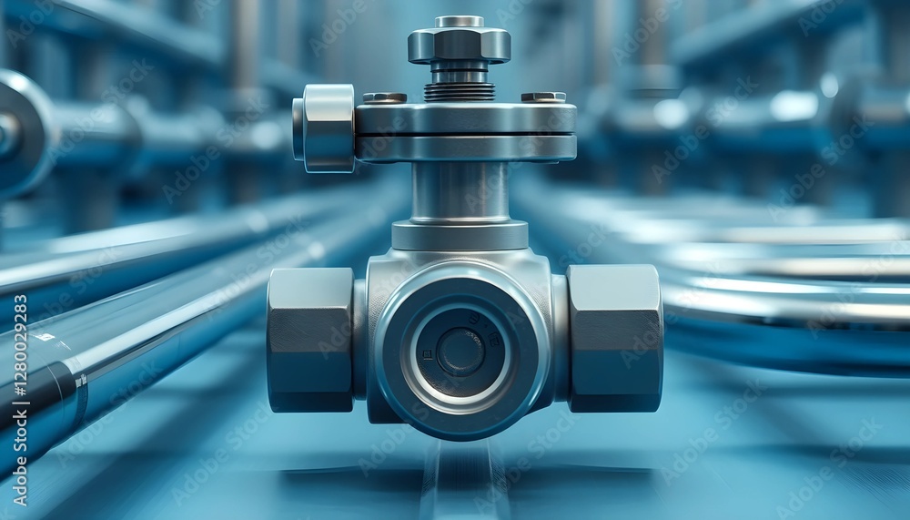 Industrial Strength: Close-Up of Pipe Junction Showcasing Durable Metal Fittings Industrial Strength: Close-Up of Pipe Junction Showcasing Durable Metal Fittings