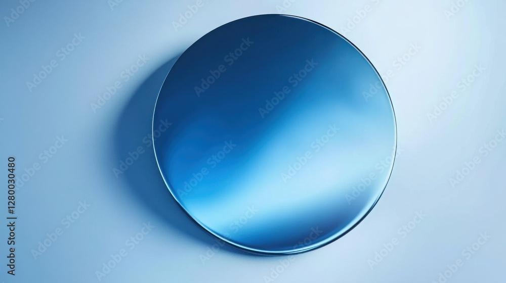 Smooth Circular Surface in Shades of Blue Against Light Background Smooth Circular Surface in Shades of Blue Against Light Background