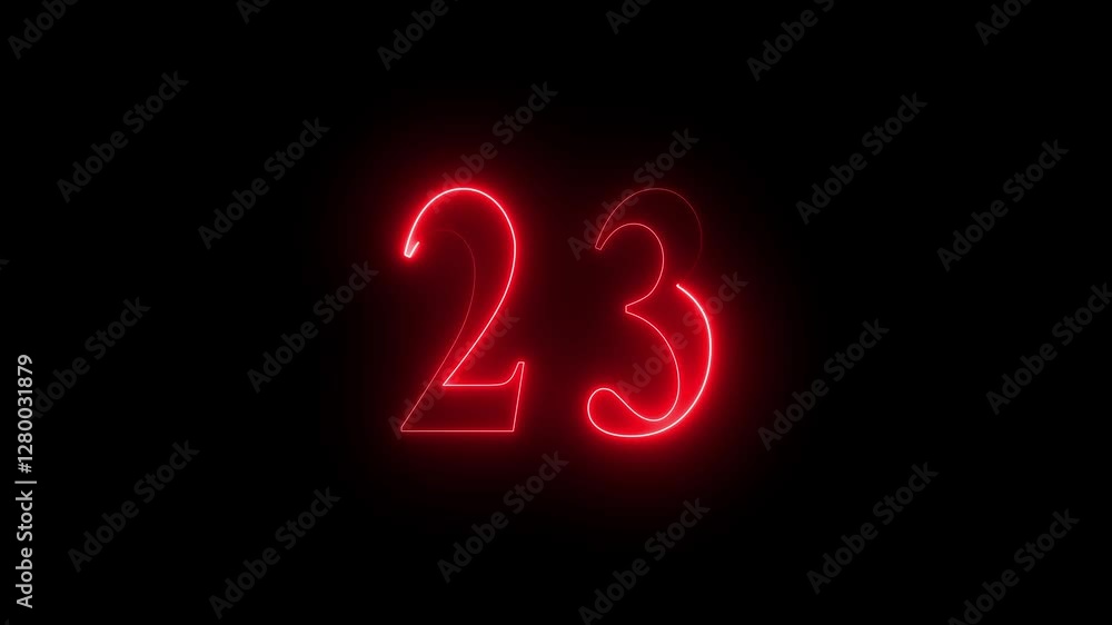 Neon number 23 on black background 4K animation. Neon dial number 2 glowing animation. 4K neon number twenty three Neon number 23 on black background 4K animation. Neon dial number 2 glowing animation. 4K neon number twenty three