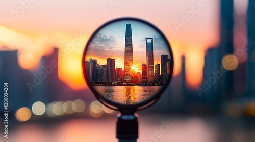 Sunset reflections of shanghai's skyline through a lens urban landscape photography dynamic city environment