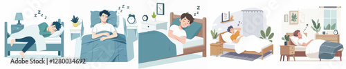 vector of young man sleeping