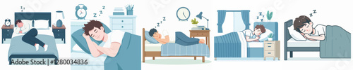 vector of young man sleeping