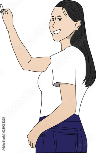 The Illustration of Woman Teacher teaching in front of the class