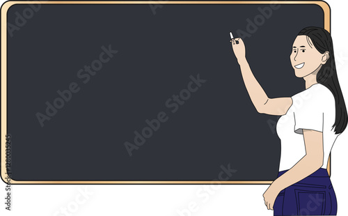 The Illustration of Woman Teacher teaching in front of the class