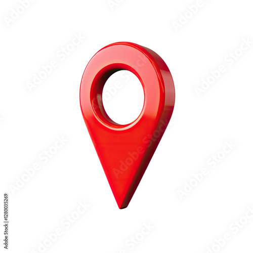 Red map location pin pointer symbol isolated on transparent background, PNG