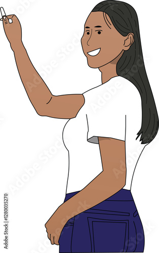 The Illustration of Woman Teacher teaching in front of the class