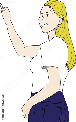 The Illustration of Woman Teacher teaching in front of the class