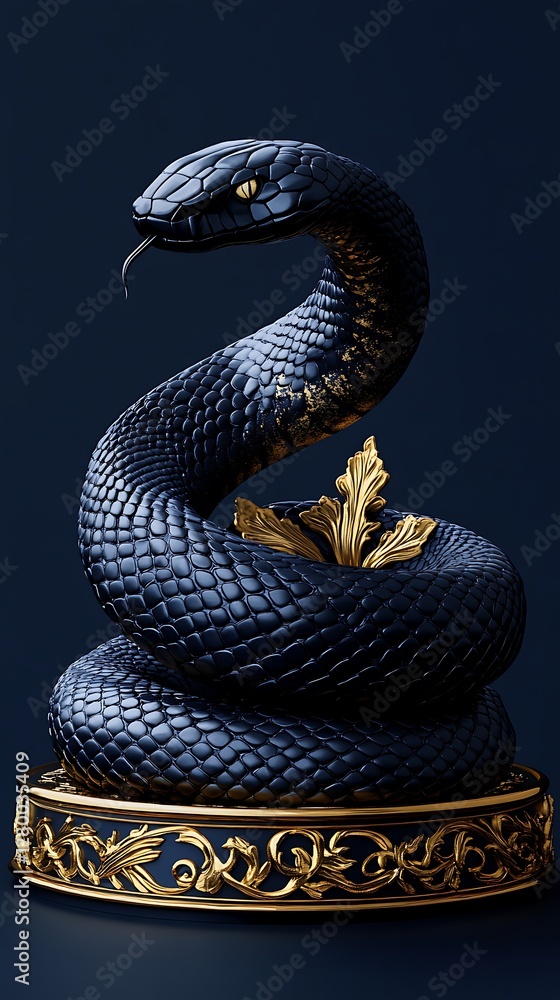 Obraz premium Elegant black snake sculpture
