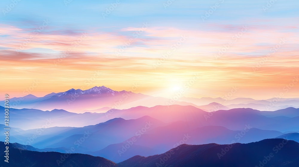 Breathtaking Sunrise Over Mountains with Colorful Sky and Clouds Breathtaking Sunrise Over Mountains with Colorful Sky and Clouds