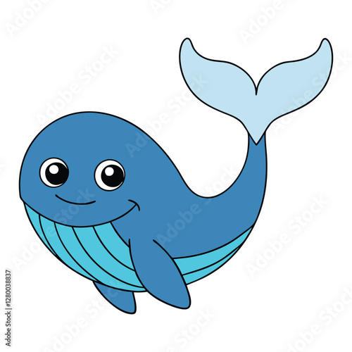 The whale's tail, or fluke, is a powerful, wide appendage used for propulsion and balance. Its unique shape varies by species, often adorned with patterns or colors.
