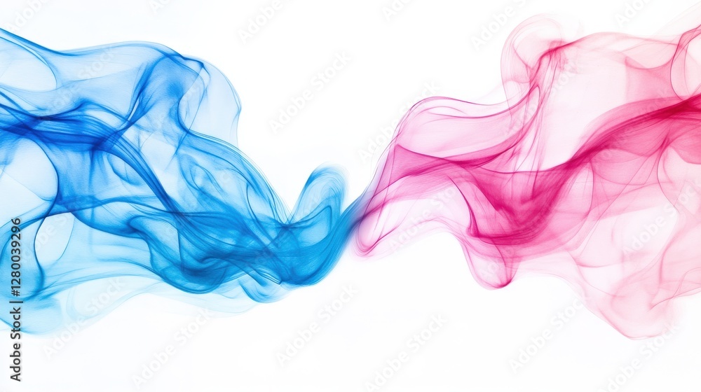 Blue and pink smoke fusion conceptual abstract art impact Blue and pink smoke fusion conceptual abstract art impact