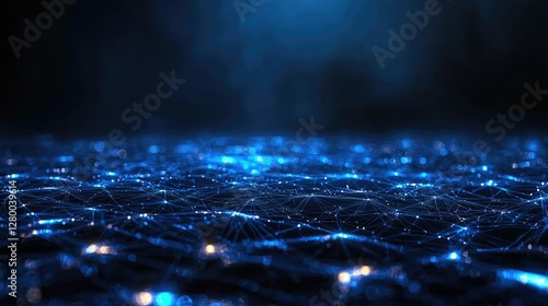 Wallpaper Mural Futuristic Network of Blue Lights Creating Abstract Technology Background Torontodigital.ca