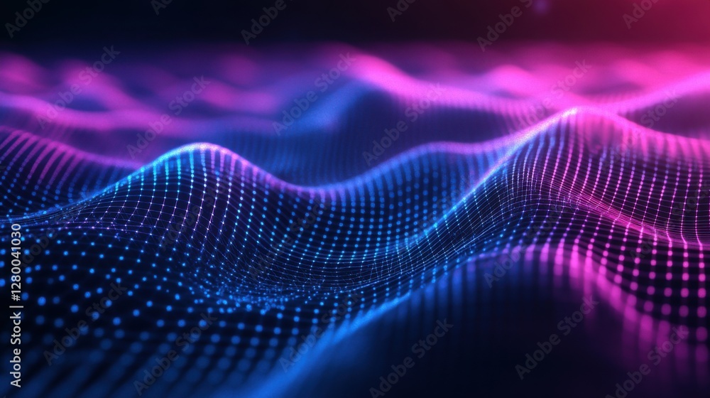 Abstract Wave Pattern with Connected Dots in Pink and Blue Abstract Wave Pattern with Connected Dots in Pink and Blue