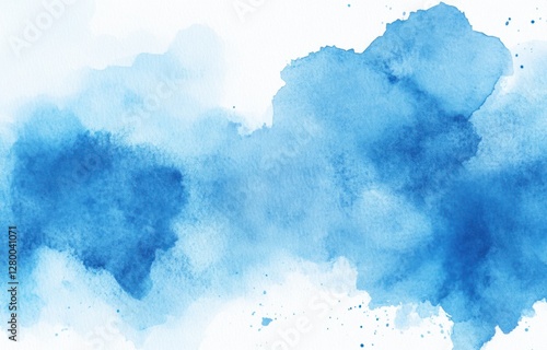 Abstract blue watercolor wash background. (3)