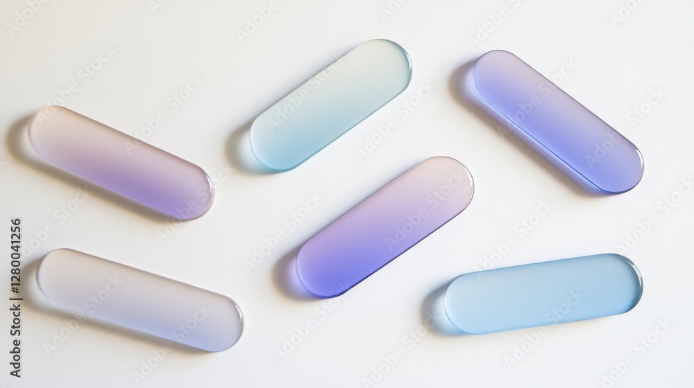 Arrangement of Six Glass Oblong Shapes on White Surface Arrangement of Six Glass Oblong Shapes on White Surface