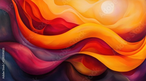Obraz na płótnie Vibrant sunset waves abstract art digital illustration contemporary colorful dynamic design w salonie