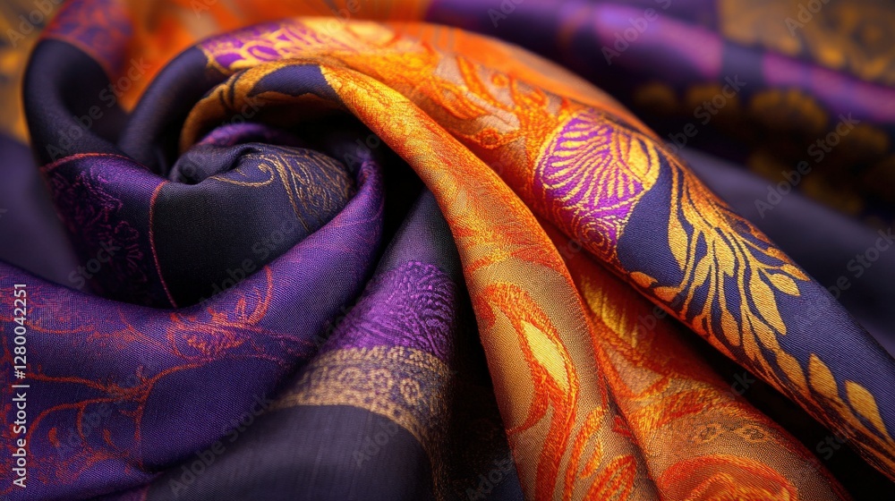 Elegant textile display market fabric patterns vibrant colors close-up fashion inspiration