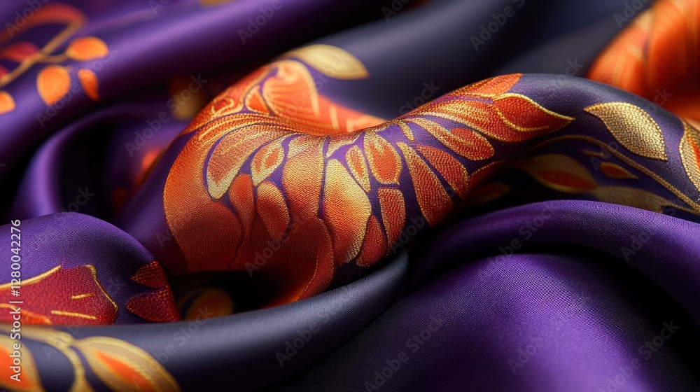 Elegant silk fabric patterns textile studio photography indoor close-up design inspiration