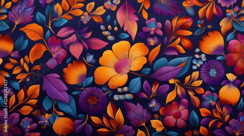 Obraz na płótnie Vibrant floral motif design digital art colorful background creative environment artistic viewpoint w salonie