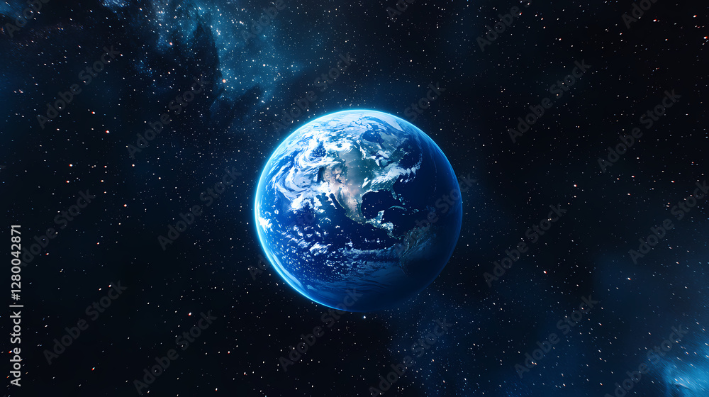Earth from Space: A Blue and White Sphere Surrounded by Stars Earth from Space: A Blue and White Sphere Surrounded by Stars