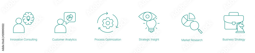 Innovation Consulting Vector Icon Set for Business Strategy Customer Analytics Process Optimization Strategic Insight and Market Research Innovation Consulting Vector Icon Set for Business Strategy Customer Analytics Process Optimization Strategic Insight and Market Research