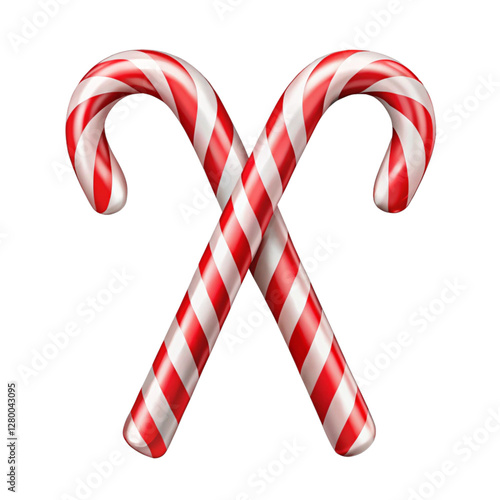 Two Classic Red and White Candy Canes Crossed in an X Shape on Black Background Festive Holiday Treat Winter Sweet