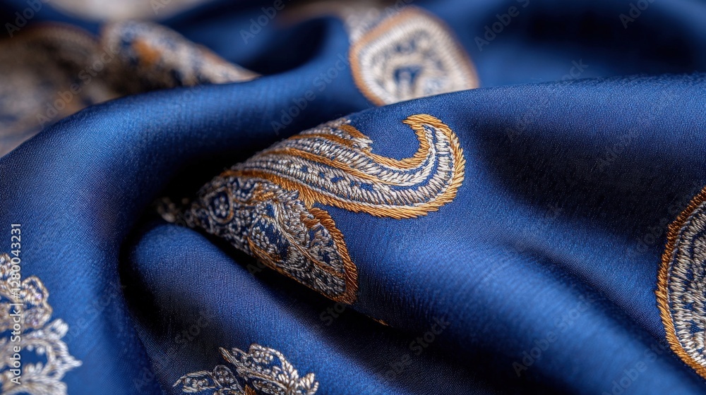 Intricate embroidery showcase textile art close-up luxurious fabric textured detail craftsmanship