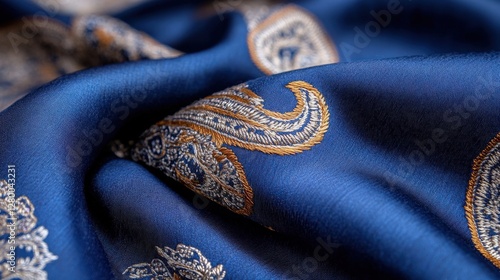Obraz na płótnie Intricate embroidery showcase textile art close-up luxurious fabric textured detail craftsmanship w salonie