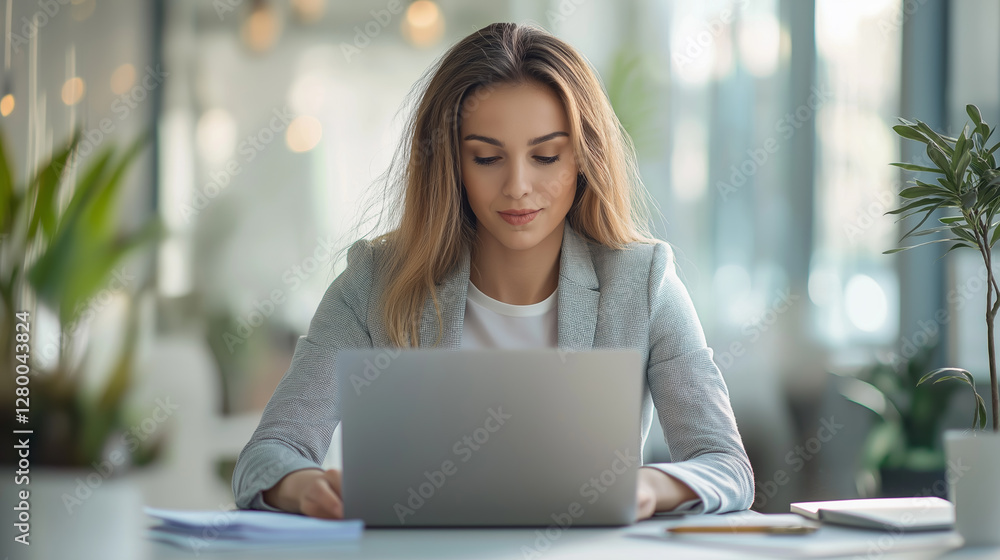 Woman working on laptop