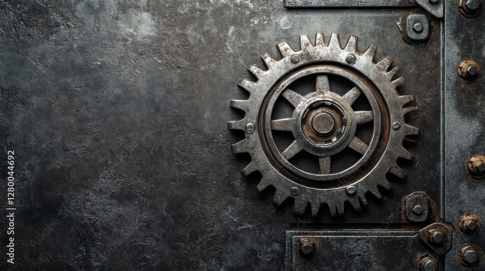 Rusted Metal Gear on Industrial Background Rusted Metal Gear on Industrial Background