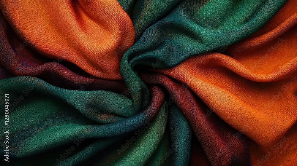 Vibrant fabric patterns textile studio abstract art indoor setting close-up color harmony