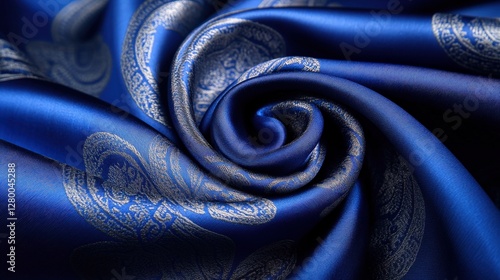 Obraz na płótnie Elegant blue silk fabric textile studio product photography indoor setting close-up luxury concept w salonie