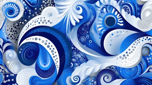 Dynamic blue swirls artwork abstract design digital art creative space close-up fluidity