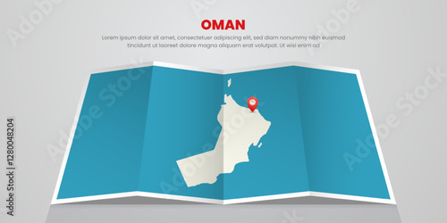Oman map travel with capital pin tag location design Illustration
