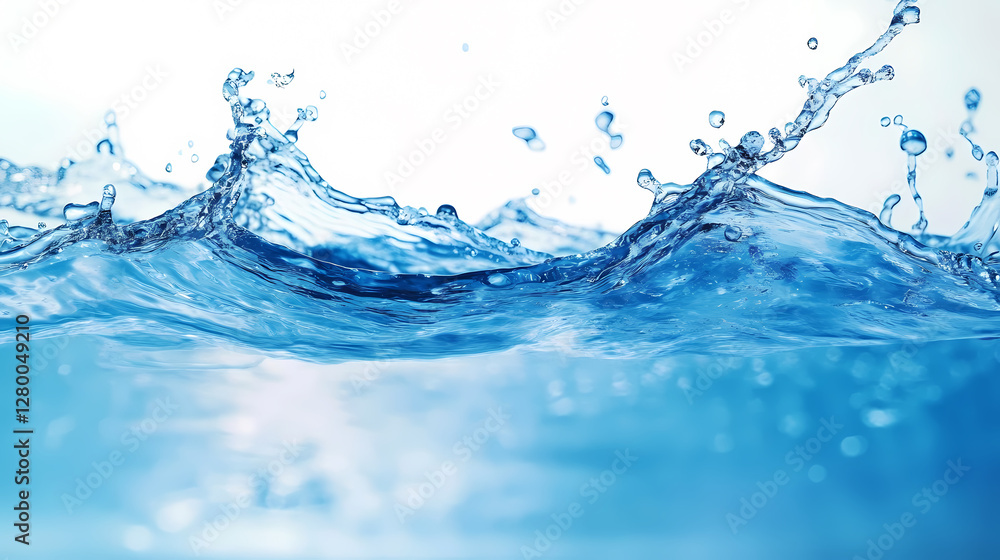 Close-up of Blue Water Ripples with Splashes Close-up of Blue Water Ripples with Splashes