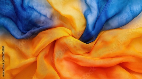 Vibrant fabric twirl textile workshop close-up colorful artistic textures