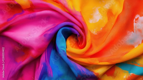 Obraz na płótnie Vibrant swirls of color abstract art textile design studio setting close-up view visual serenity w salonie