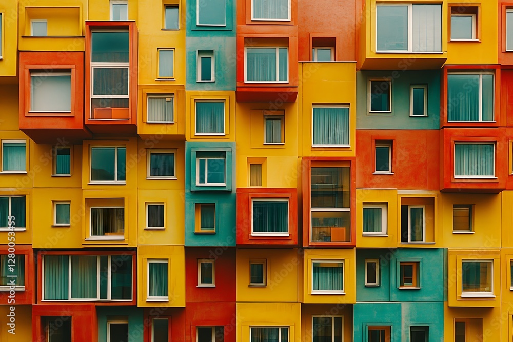 Fototapeta premium Colorful apartment building facade